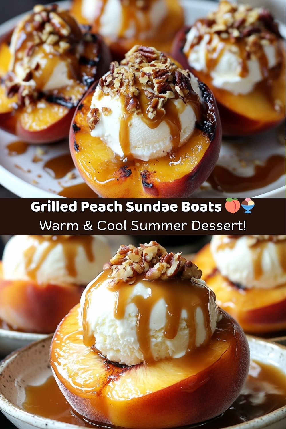 Grilled Peach Sundae Boats