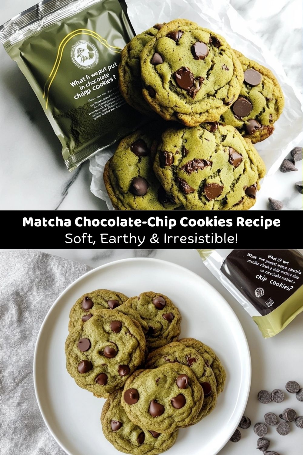 Matcha Chocolate-Chip Cookies