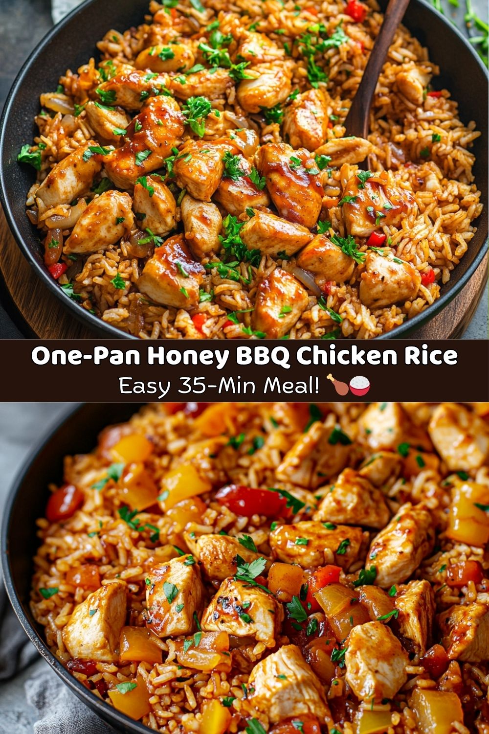 One-Pan Honey BBQ Chicken Rice Delight!
