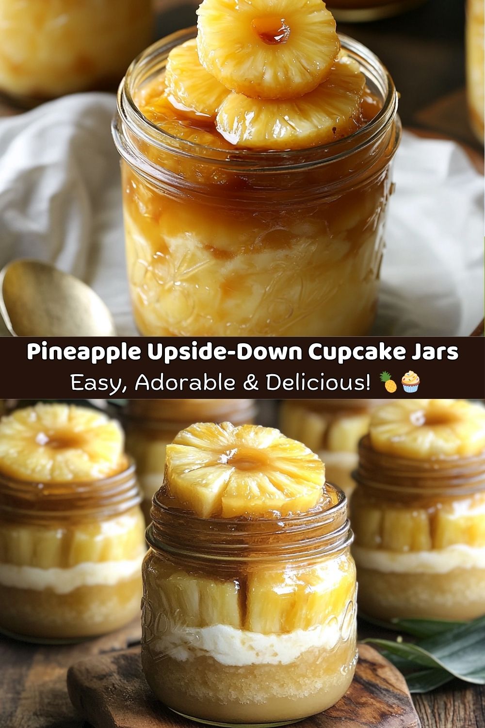Pineapple Upside-Down Cupcake Jars