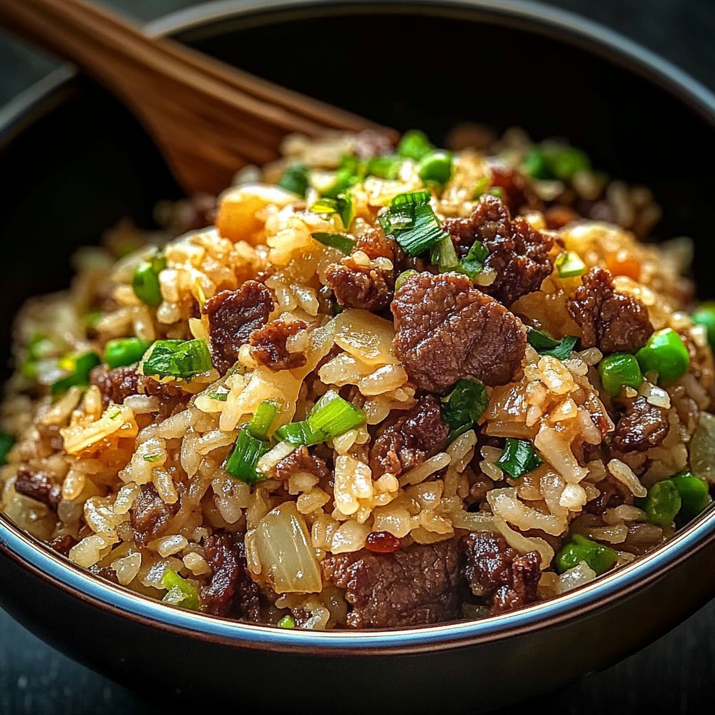 Savory Onion Beef Fried Rice
