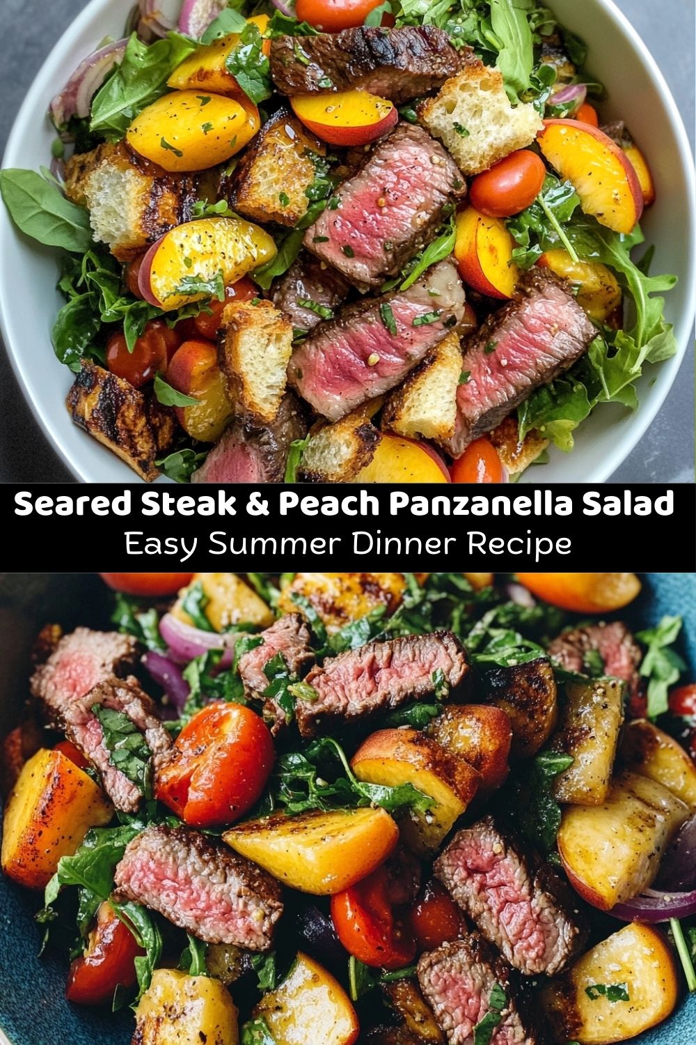Seared Steak & Peach Panzanella Salad