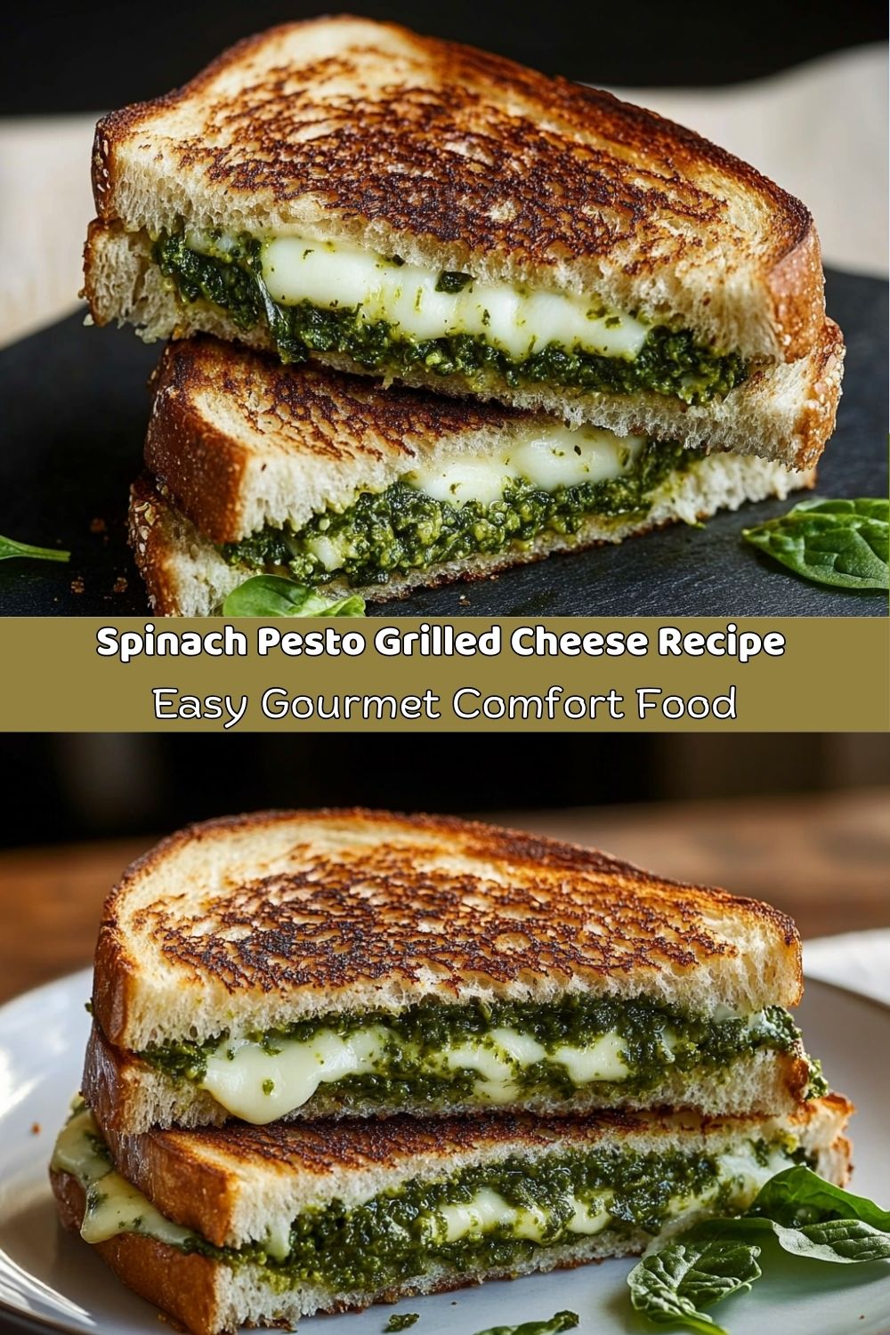 Spinach Pesto Grilled Cheese Sandwich