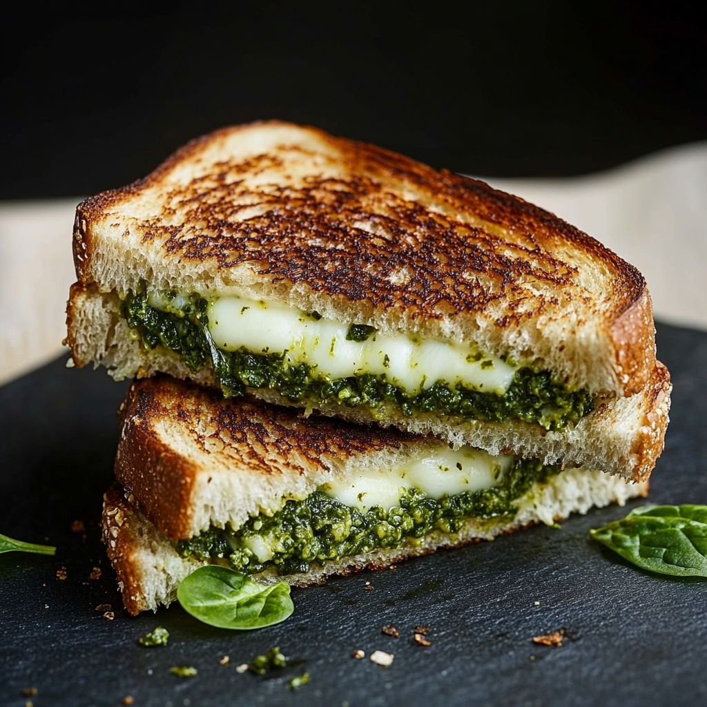 Spinach Pesto Grilled Cheese Sandwich