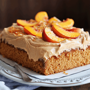 Peach Cake with Brown Sugar Frosting