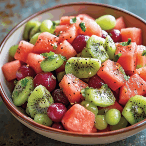 Watermelon Kiwi and Green Grape Salad
