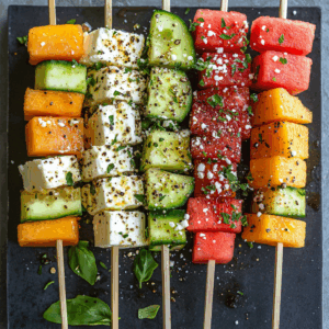 Summer Melon & Feta Skewers