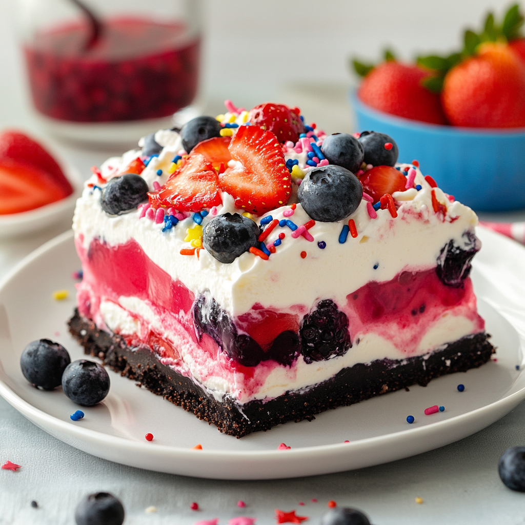 Summer Berry Jello Lasagna