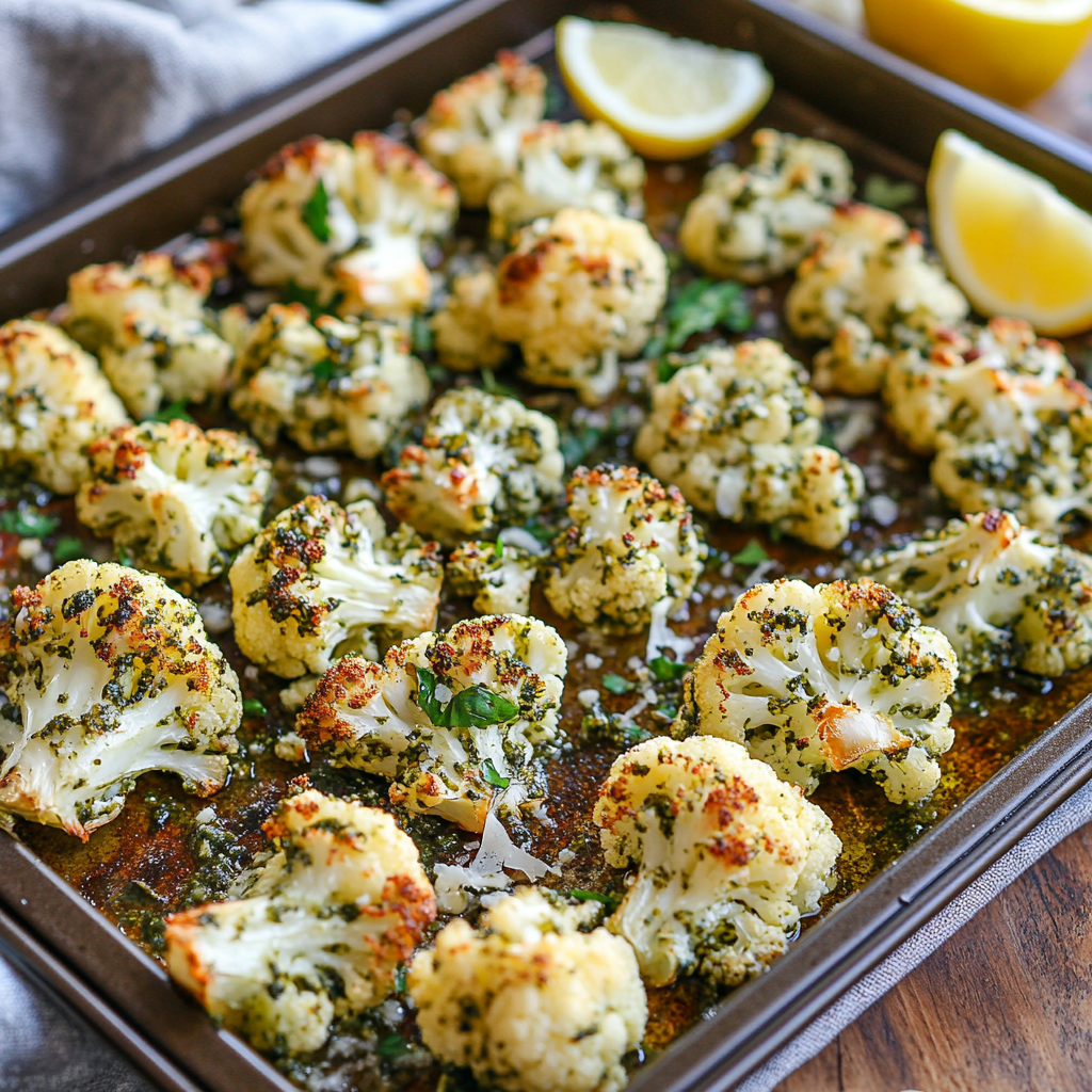Parmesan Pesto Roasted Cauliflower