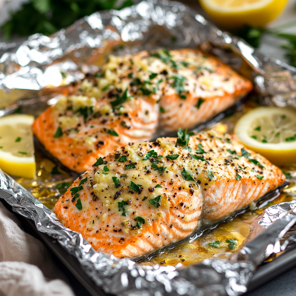 Baked Parmesan Garlic Herb Salmon in Foil
