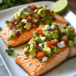 Salmon with Spicy Avocado Feta Salsa