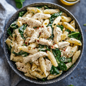 Cold Chicken Spinach Pasta Salad