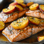 Salmon with Bourbon and Peaches