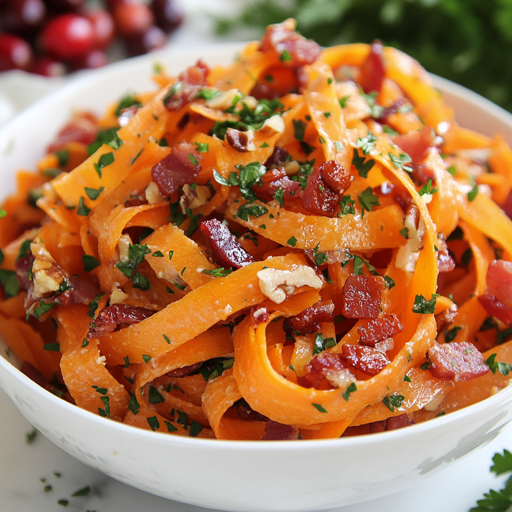 Carrot Ribbon Salad with Bacon & Pecan