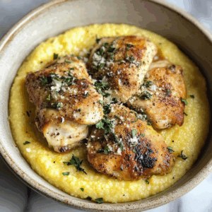 Creamy Polenta with Garlic Herb Chicken