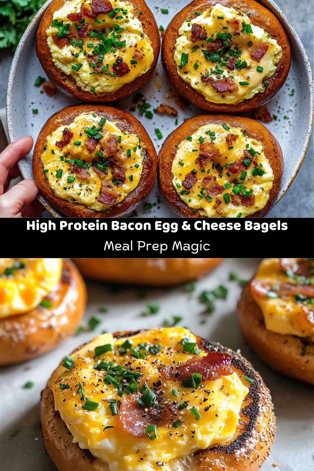 High Protein Bacon Egg & Cheese Bagels