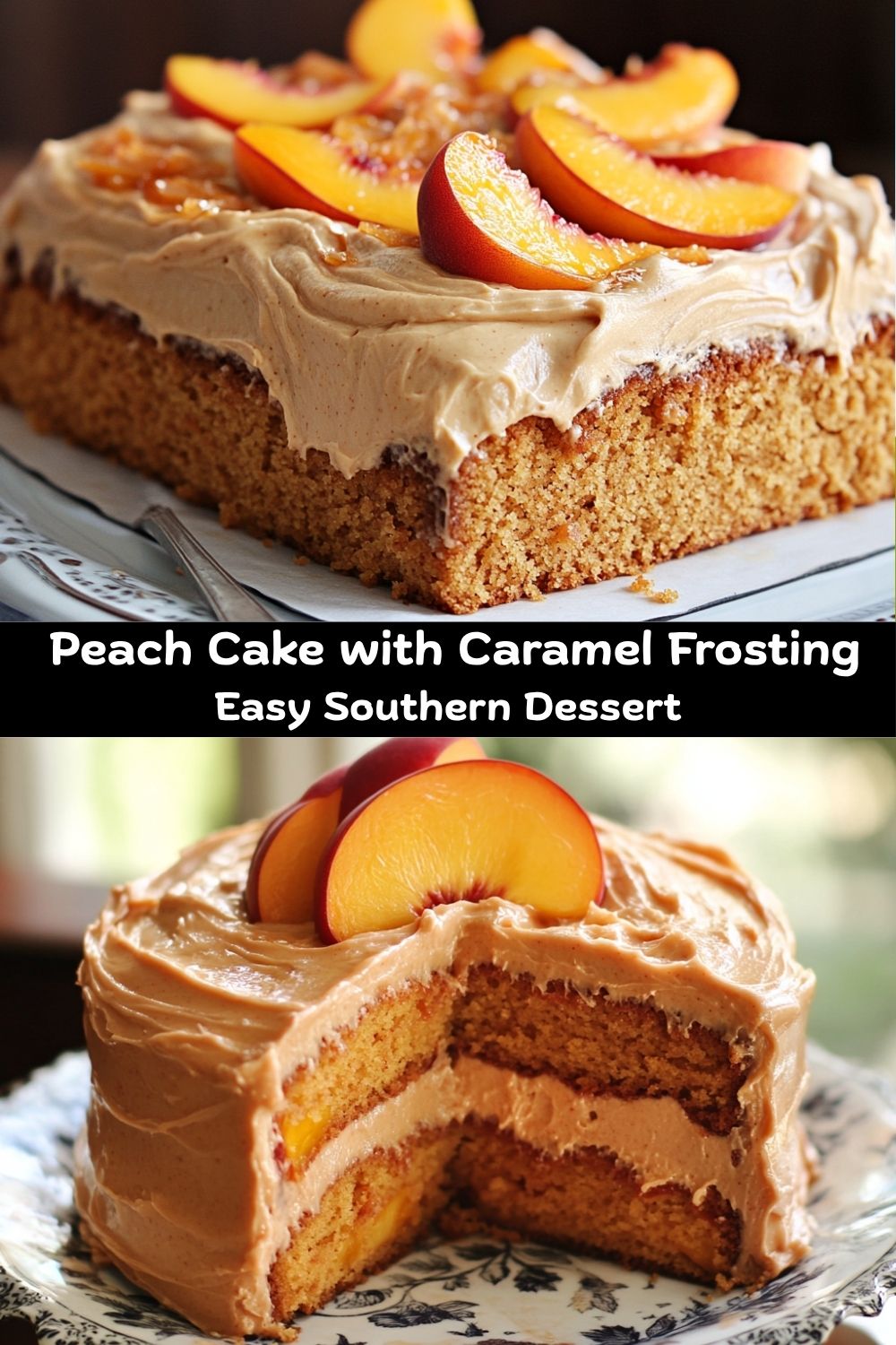 Peach Cake with Brown Sugar Frosting