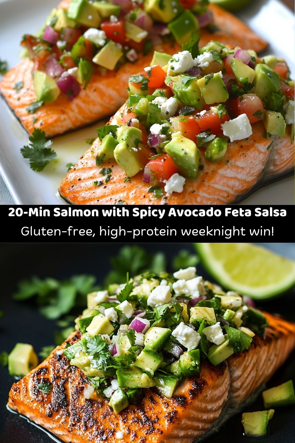 Salmon with Spicy Avocado Feta Salsa