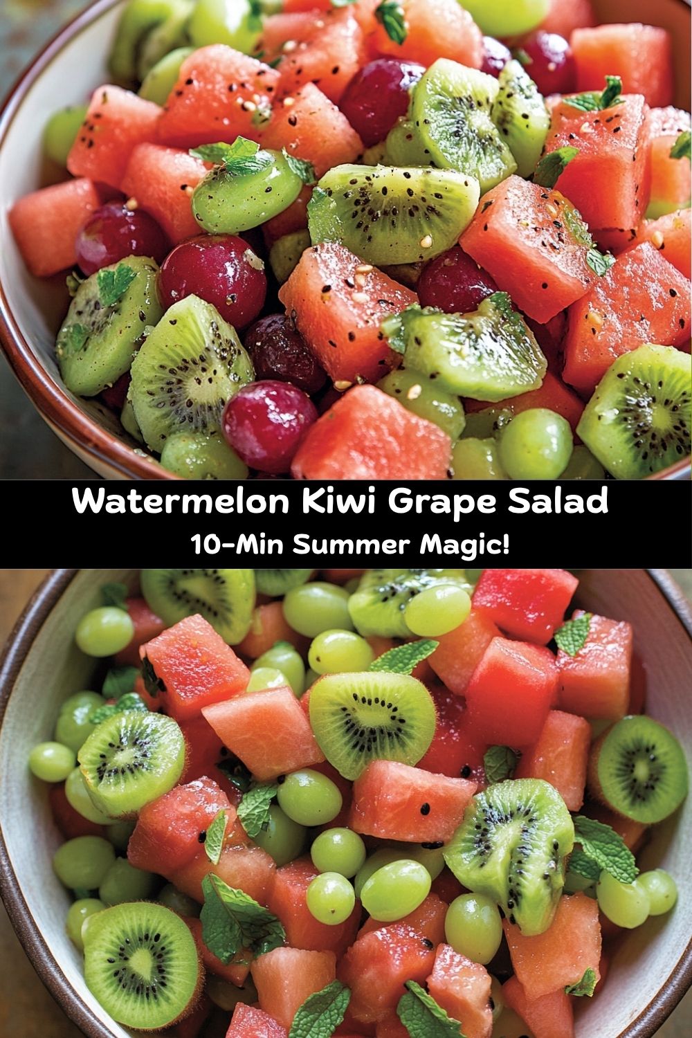 Watermelon Kiwi and Green Grape Salad