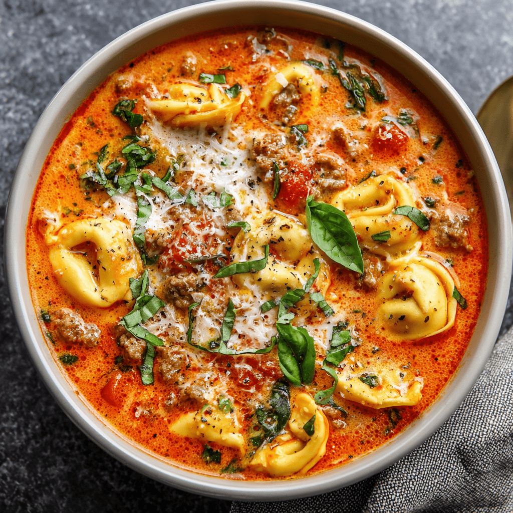 Tomato Basil Tortellini Soup (Hearty & Cozy Option)