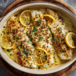 Lemon Butter Baked Flounder with Zesty Garlic Aioli