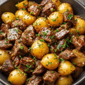 Crockpot Garlic Butter Beef Bites with Potatoes