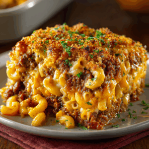 Cheesy Mac & Cheese Meatloaf Casserole