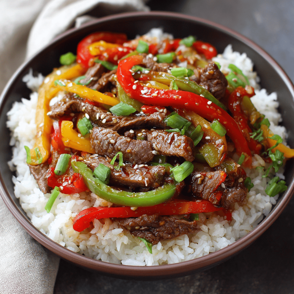 Beef and Pepper Rice Bowl