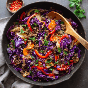 Ground Beef & Red Cabbage Stir-Fry