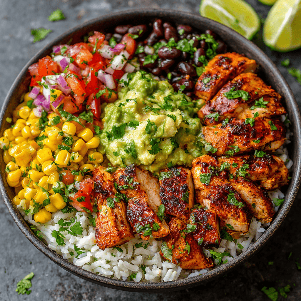 Chipotle Lime Chicken Burrito Rice Bowls : Fresh, Bold & Meal-Prep ...