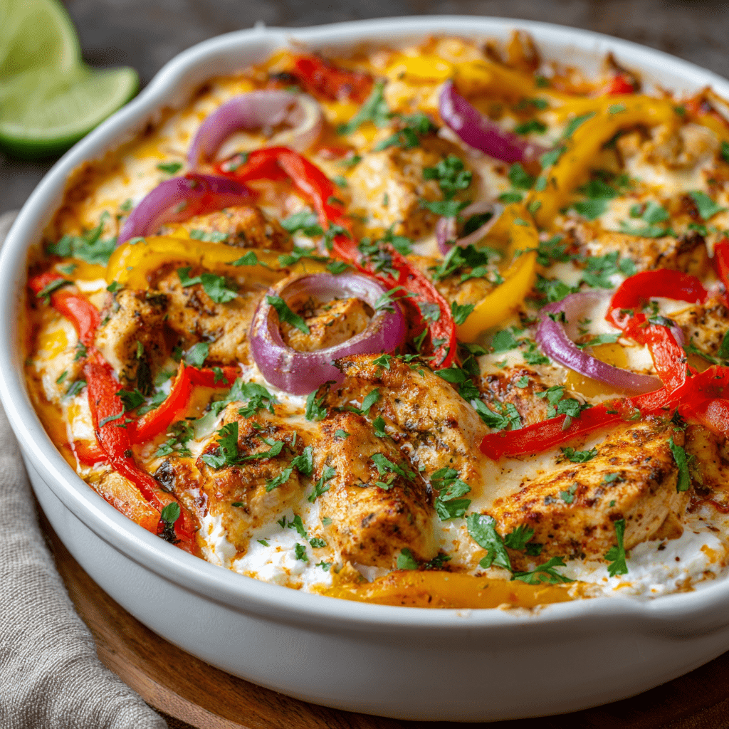 Chicken Fajita Cottage Cheese Bake