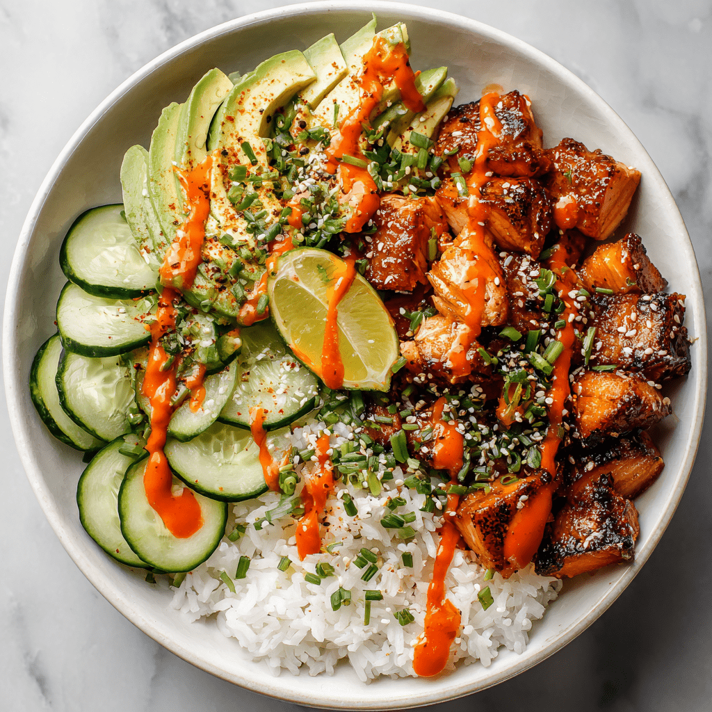Spicy Salmon Bowls with Coconut Rice