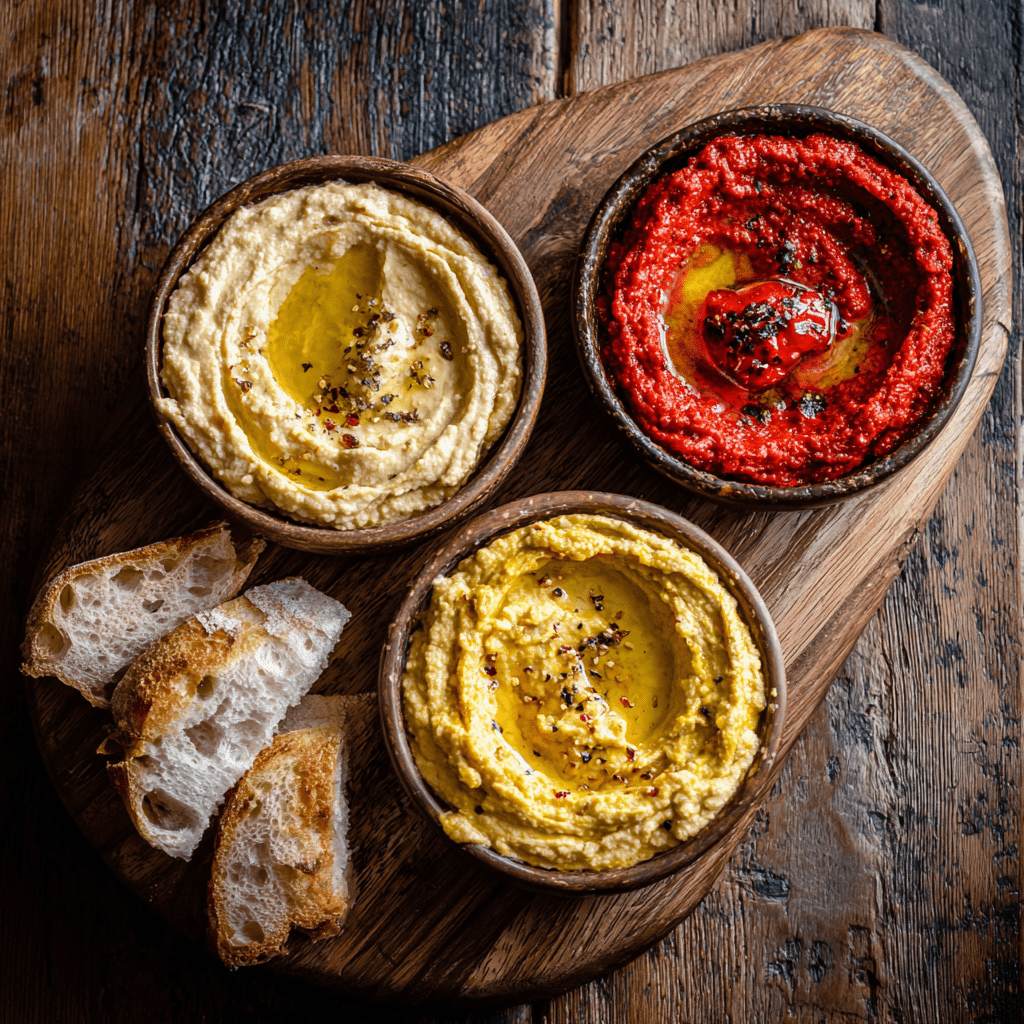 Hummus Trio : Classic, Roasted Red Pepper & Garlic in One Stunning ...