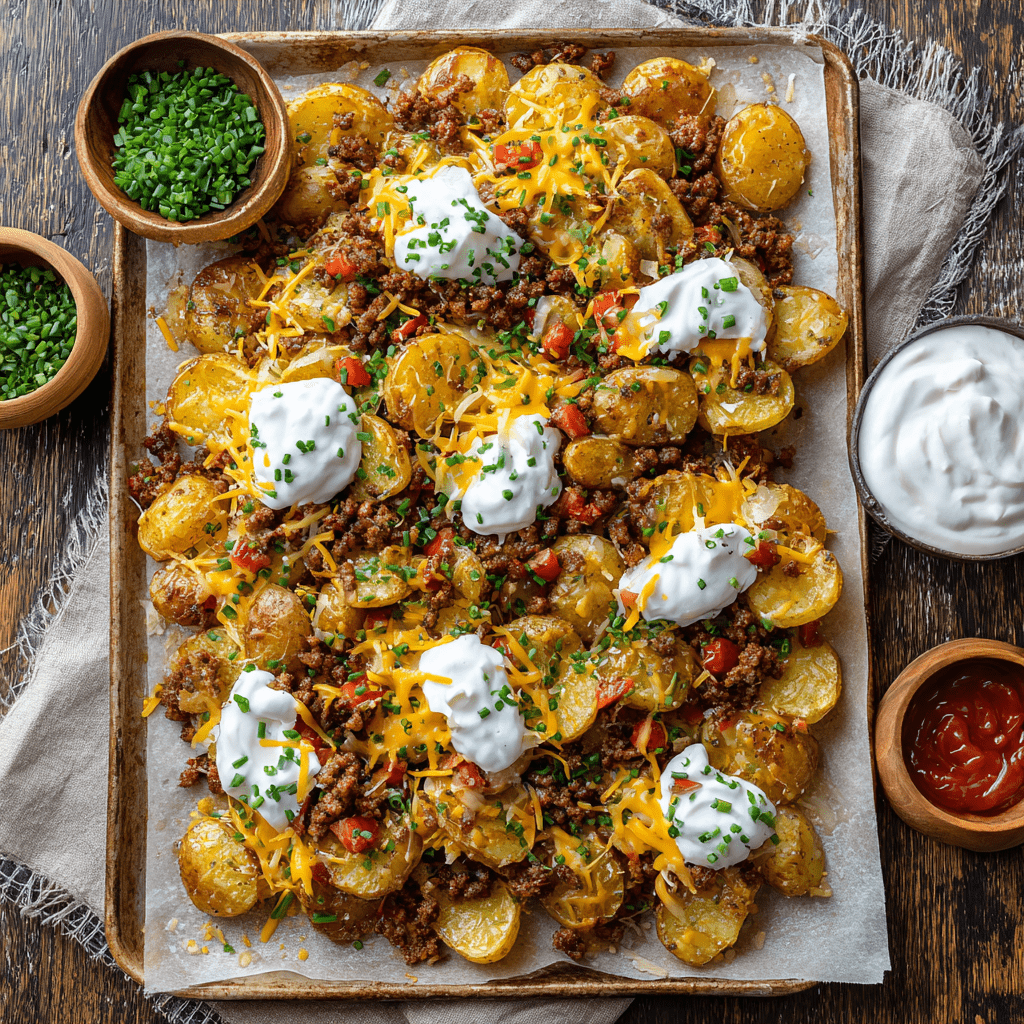 Sausage & Smashed Potato Nachos