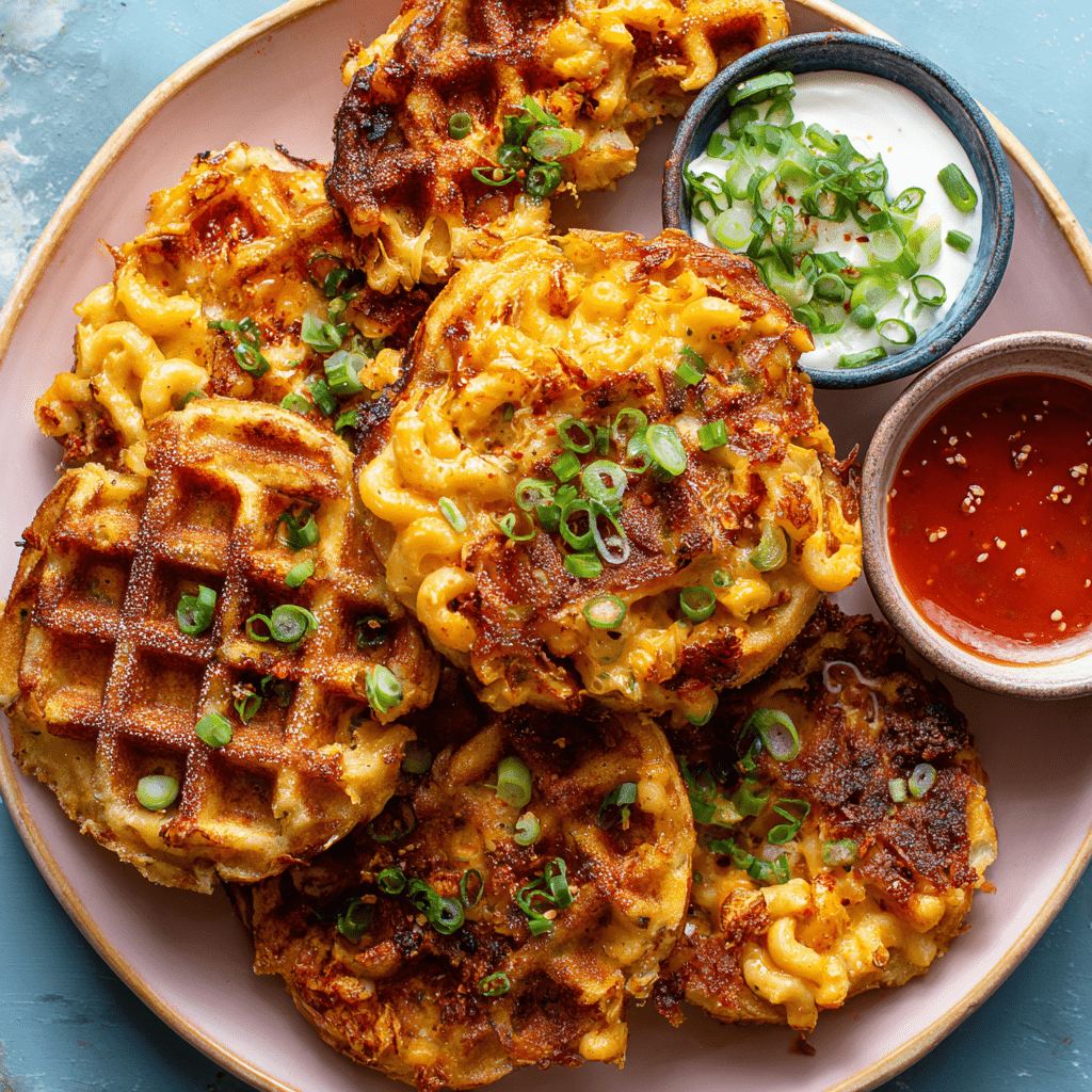 Mac & Cheese Kimchi Waffles
