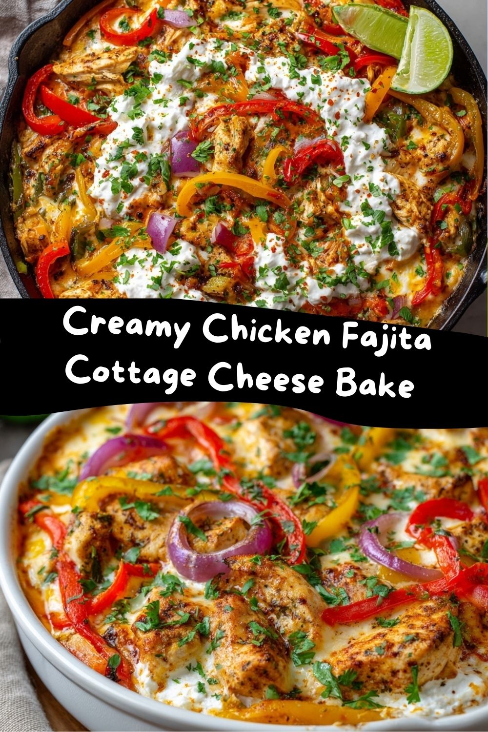 Chicken Fajita Cottage Cheese Bake