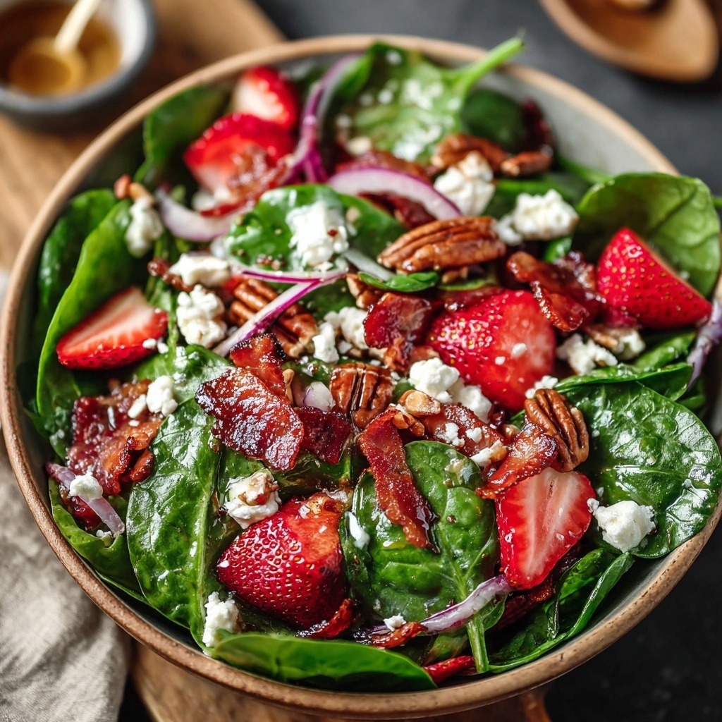 Spring Strawberry Spinach Salad with Hot Bacon Dressing : Sweet ...