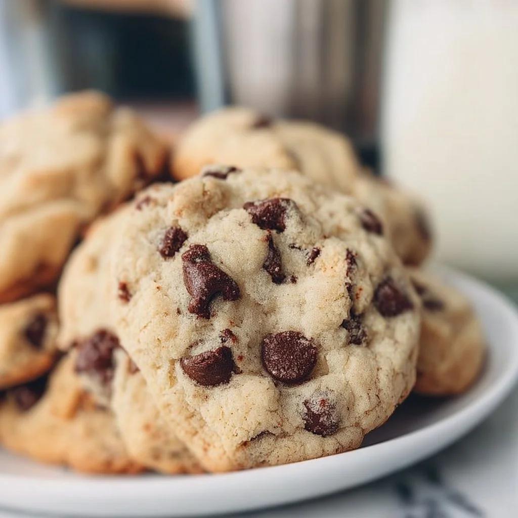Delicious Condensed Milk Chocolate Chip Cookies on a plate