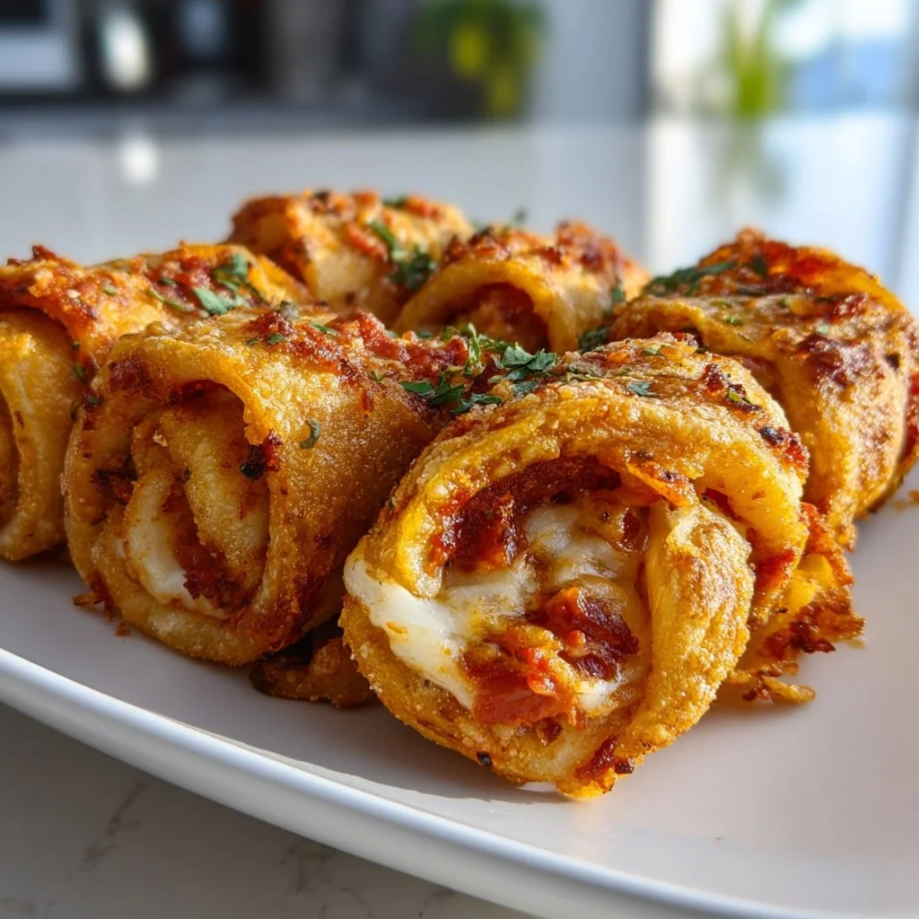 Crispy low-cal pizza rolls made with 3 ingredients, under 100 calories each.
