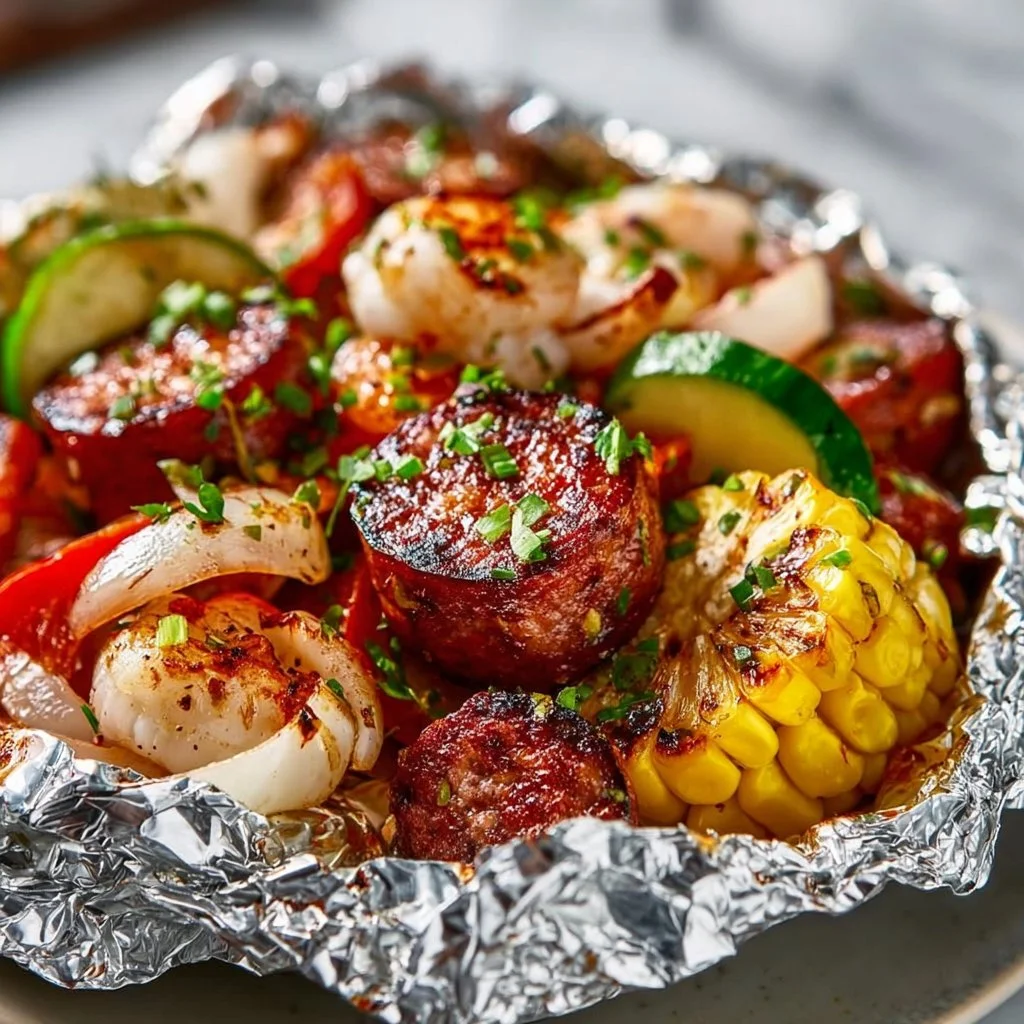 Quick and delicious foil pack meals prepared for camping trip.