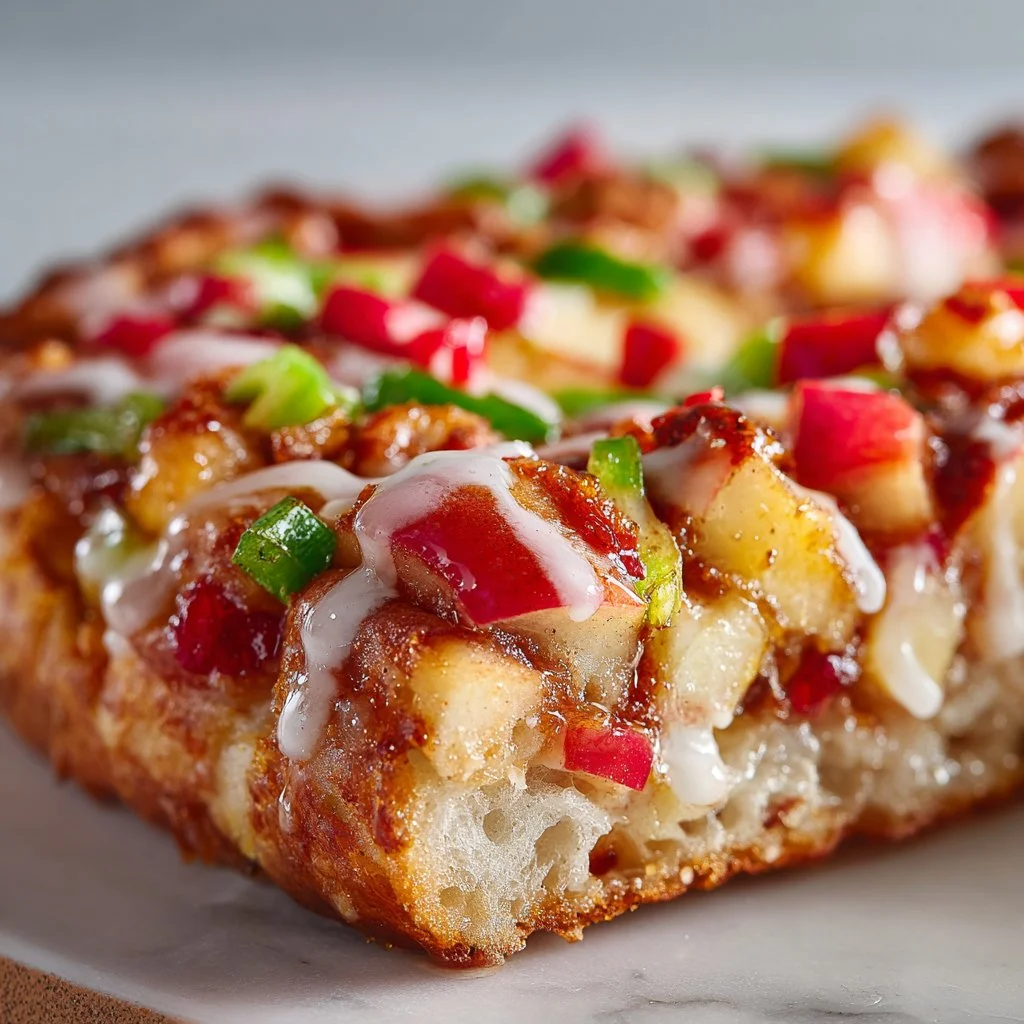 Freshly baked Apple Fritter Focaccia with cinnamon and apple slices