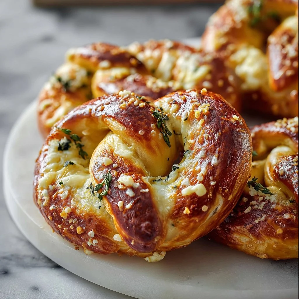 Delicious cheese-stuffed pretzels ready to be enjoyed as a savory snack.