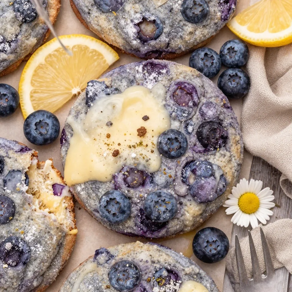One-bowl lemon blueberry cheesecake cookies on a plate.