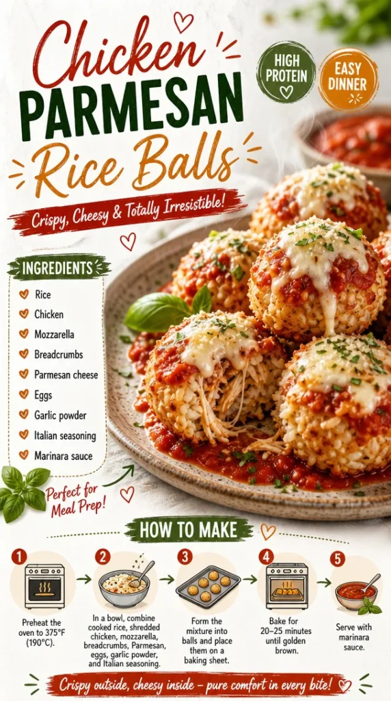 Chicken Parmesan Rice Balls ready to serve as a delicious appetizer