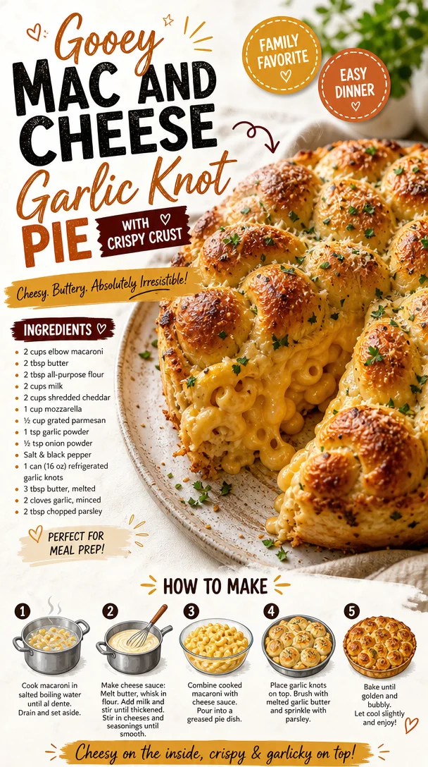 Gooey Mac and Cheese Garlic Knot Pie with Crispy Crust