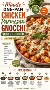 One-Pan Chicken Parmesan Gnocchi Skillet Dinner ready to serve.