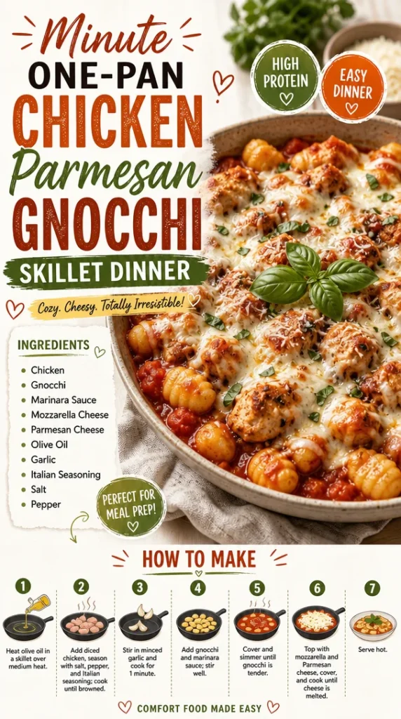 One-Pan Chicken Parmesan Gnocchi Skillet Dinner ready to serve.