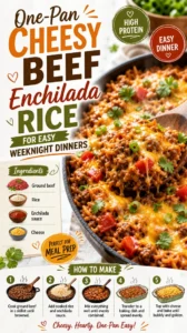 One-Pan Cheesy Beef Enchilada Rice in a skillet, ready to serve.