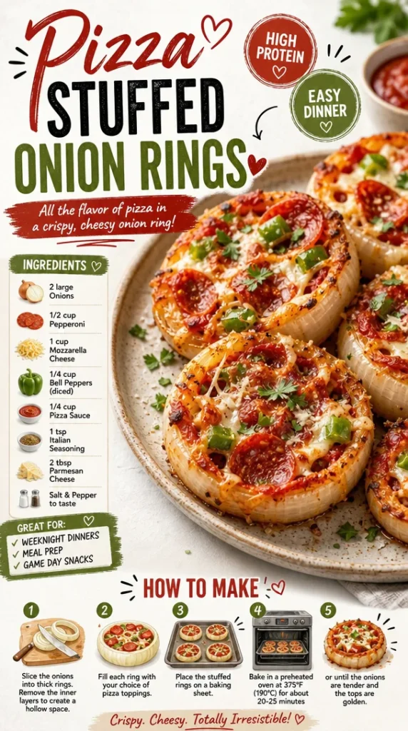 Delicious Pizza Stuffed Onion Rings served as a tasty appetizer.