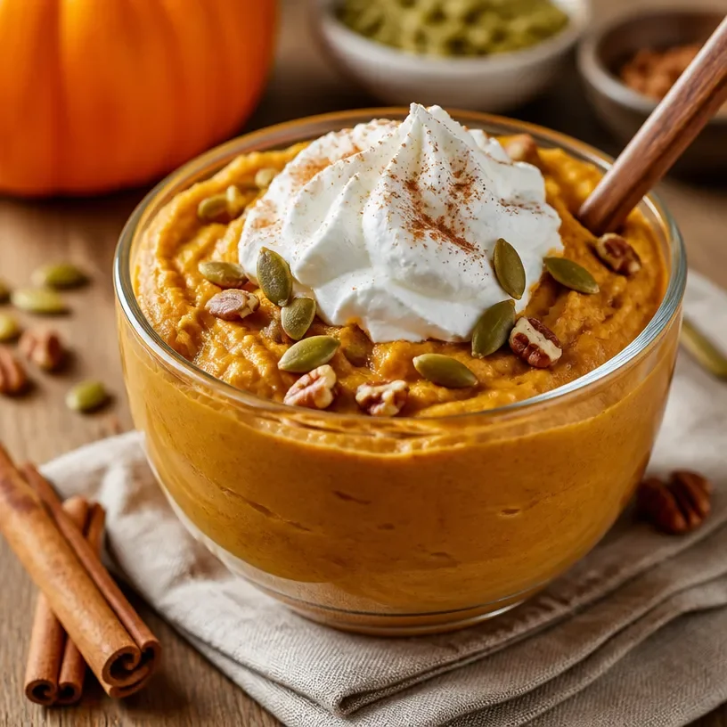 High-protein pumpkin pudding served in a bowl for a healthy breakfast option